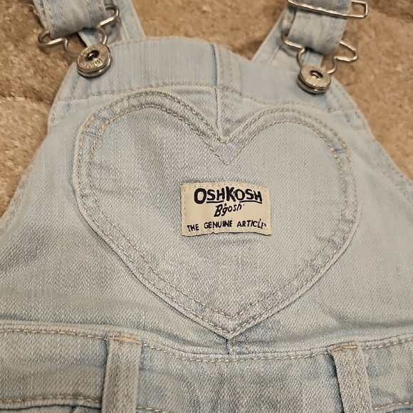 OshKosh B'gosh Blue Overalls Skirt with Adjustable Straps and Frayed Hem - Picture 2 of 2